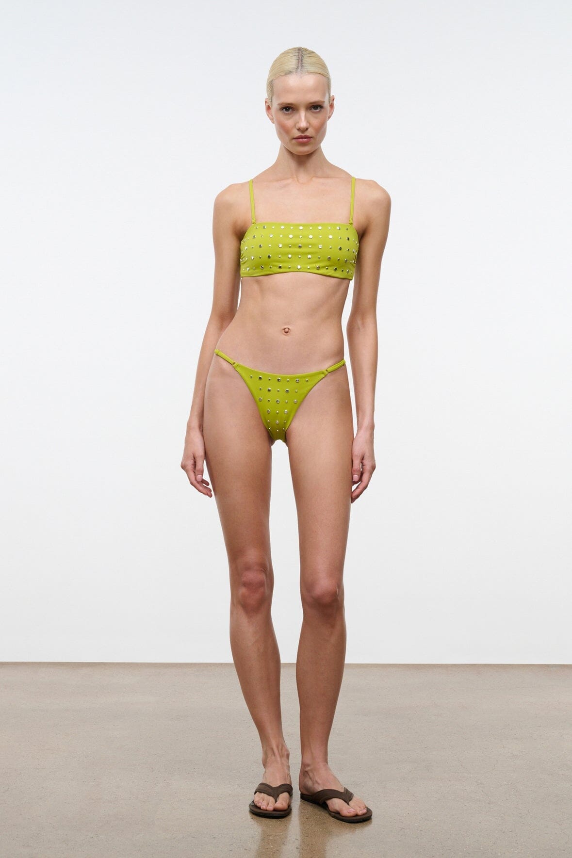 STAUD Swimwear Sisley Bikini Bottom Citron Studs