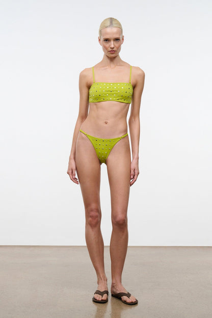 STAUD Swimwear Sisley Bikini Bottom Citron Studs