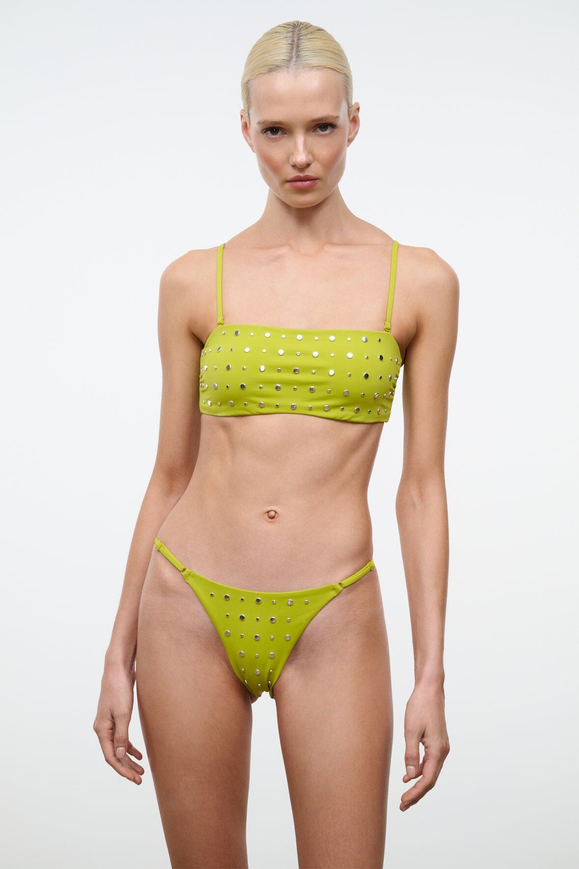 STAUD Swimwear Sisley Bikini Bottom Citron Studs