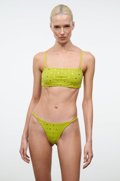 STAUD Swimwear Sisley Bikini Bottom Citron Studs