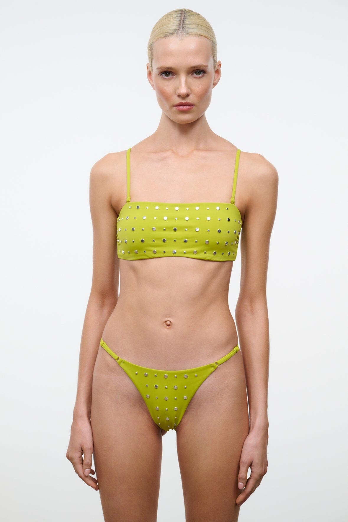STAUD Swimwear Sisley Bikini Bottom Citron Studs