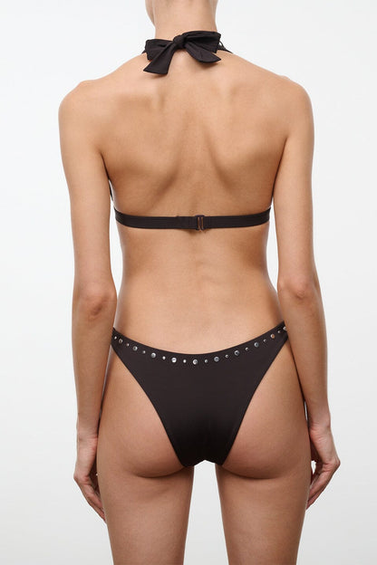 STAUD Swimwear Dana Bikini Bottom Espresso Studs