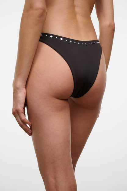 STAUD Swimwear Dana Bikini Bottom Espresso Studs