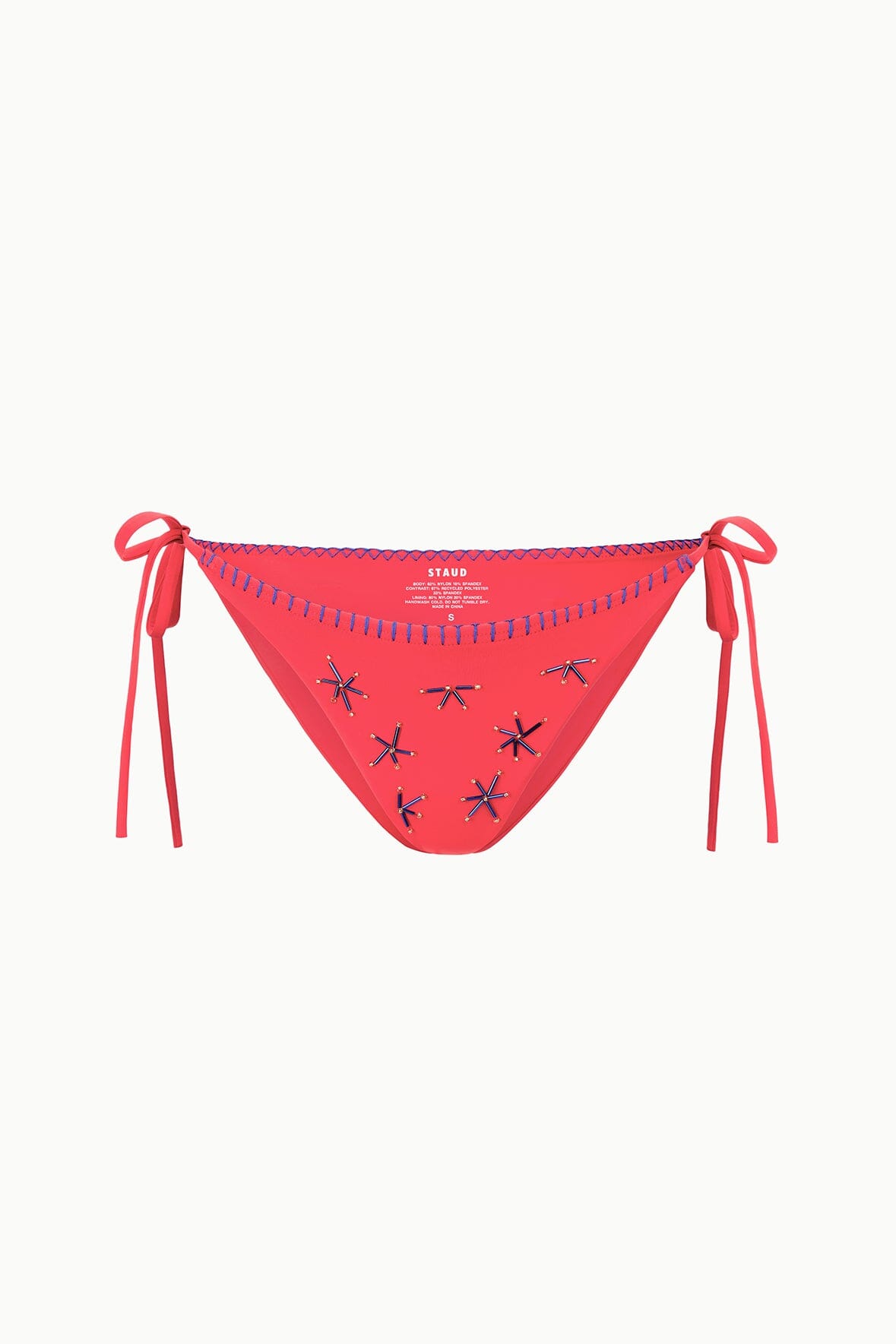 STAUD Swimwear Sisley Side Tie Bikini Bottom Painted Foulard
