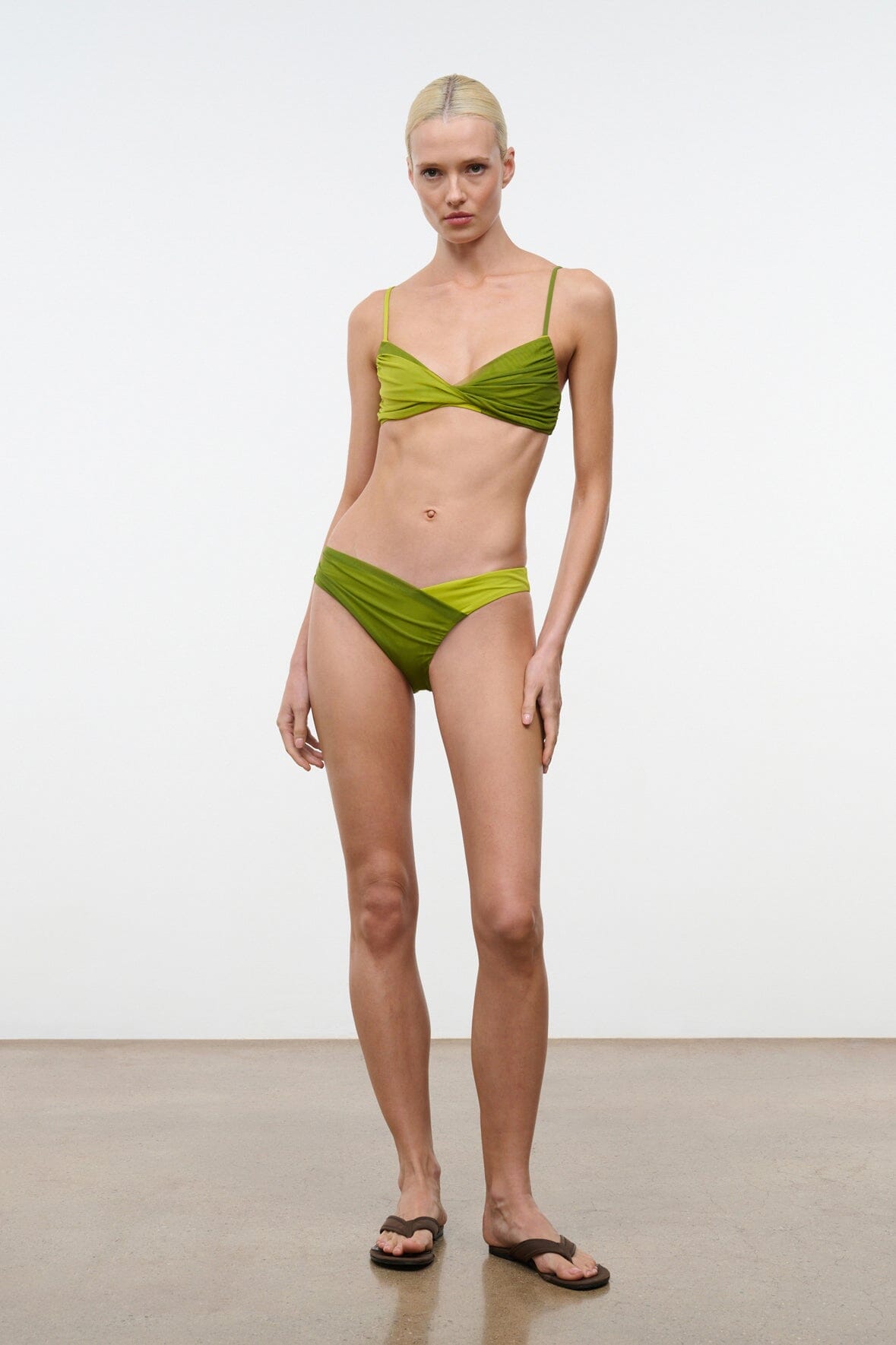 STAUD Swimwear Emsley Bikini Bottom Citron Pesto