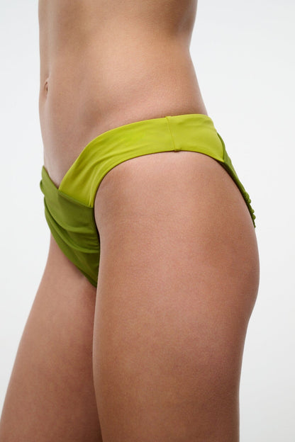 STAUD Swimwear Emsley Bikini Bottom Citron Pesto