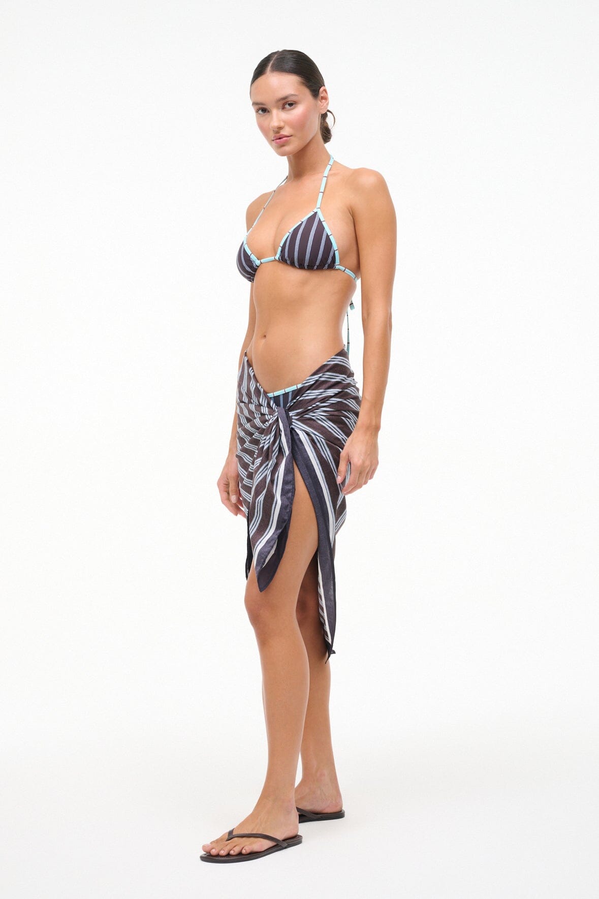 STAUD Swimwear Romee Sarong Redondo Stripe