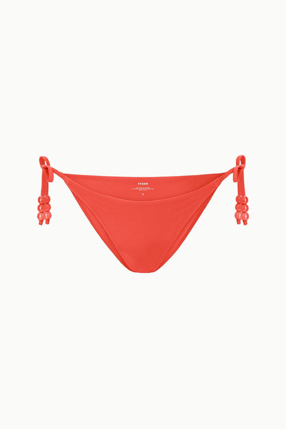 STAUD Swimwear Sisley Side Tie Bikini Bottom Flame