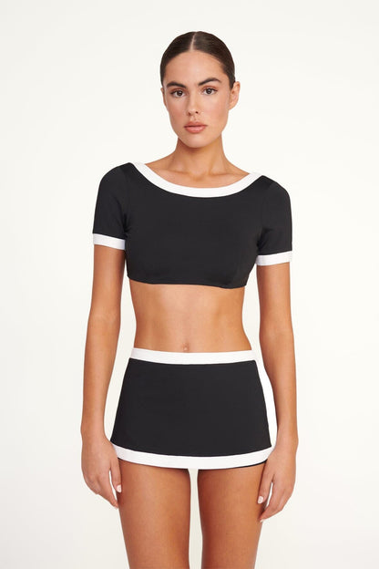 STAUD Swimwear Nell Swim Skirt Black/White 1