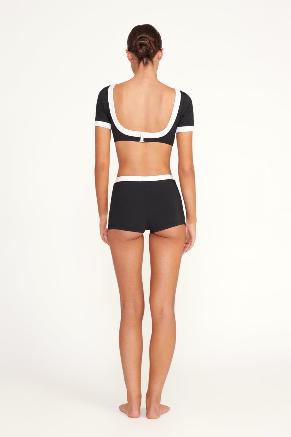 STAUD Swimwear Nell Swim Skirt Black/White 1