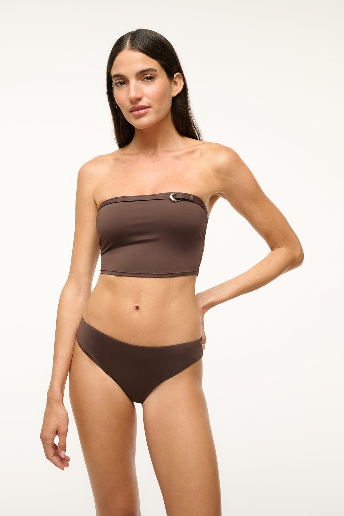 STAUD Swimwear Gemma Bikini Bottom Dark Chocolate
