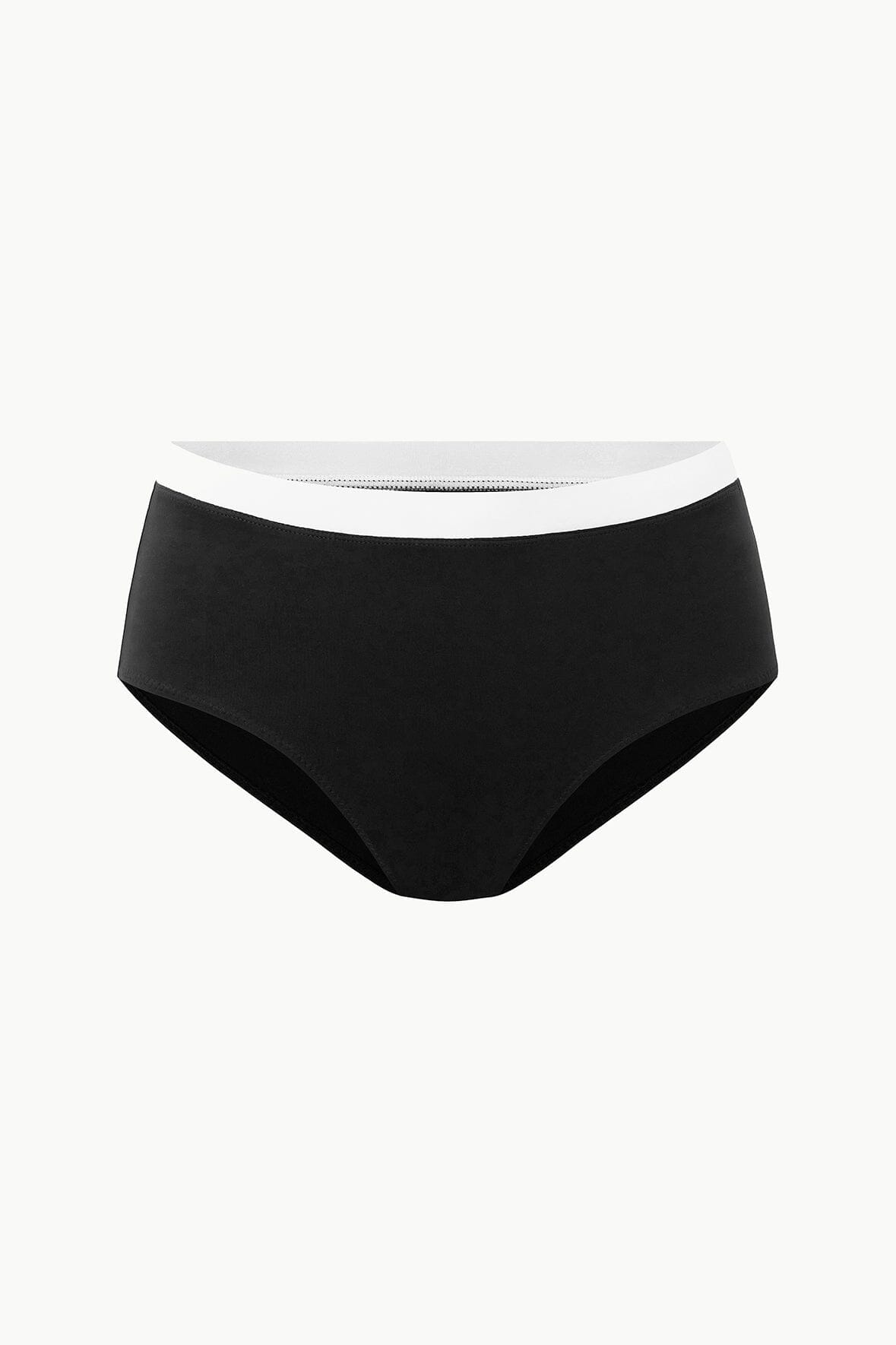 STAUD Swimwear Devon High Rise Bikini Bottom Black White