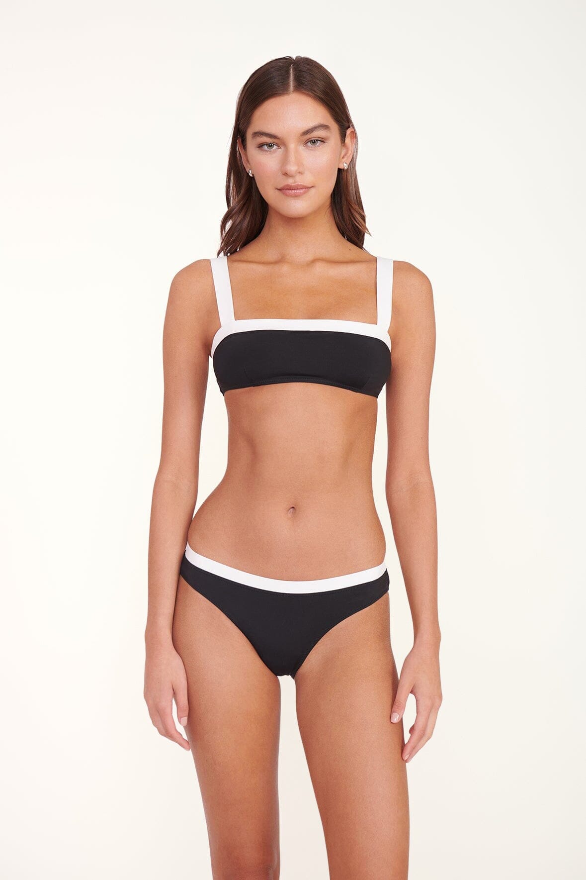 STAUD Swimwear Gemma Bikini Bottom Black White