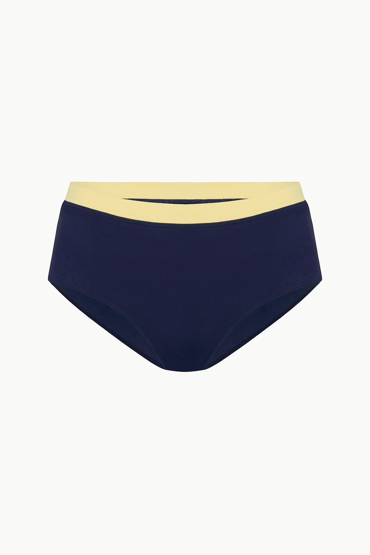 STAUD Swimwear Devon High Rise Bikini Bottom Navy Colorblock
