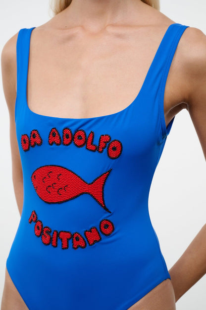 STAUD Swimwear Lea One Piece Da Adolfo Blue