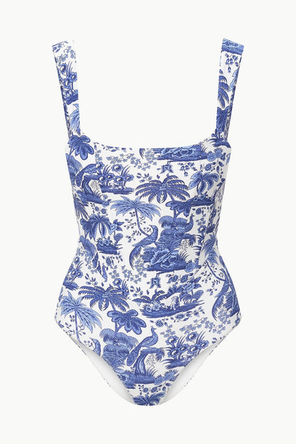 STAUD Swimwear Adelaide One Piece Blue Toile