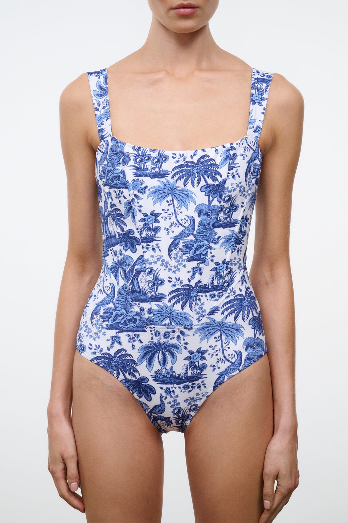 STAUD Swimwear Adelaide One Piece Blue Toile