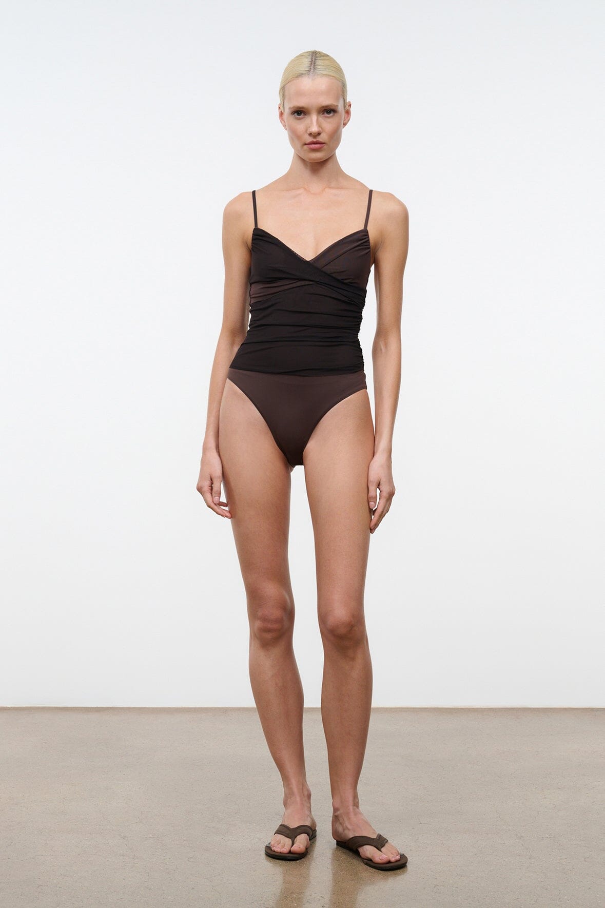 STAUD Swimwear La Mer One Piece Espresso Dark Chocolate