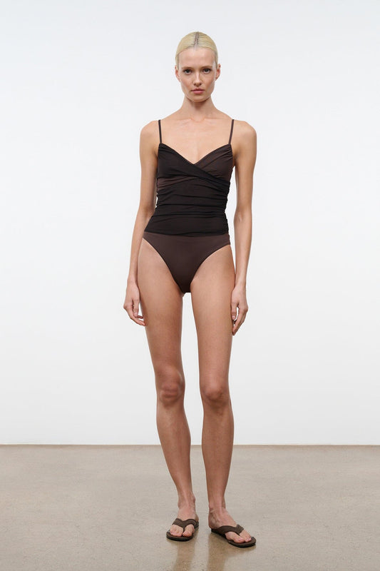STAUD Swimwear La Mer One Piece Espresso Dark Chocolate
