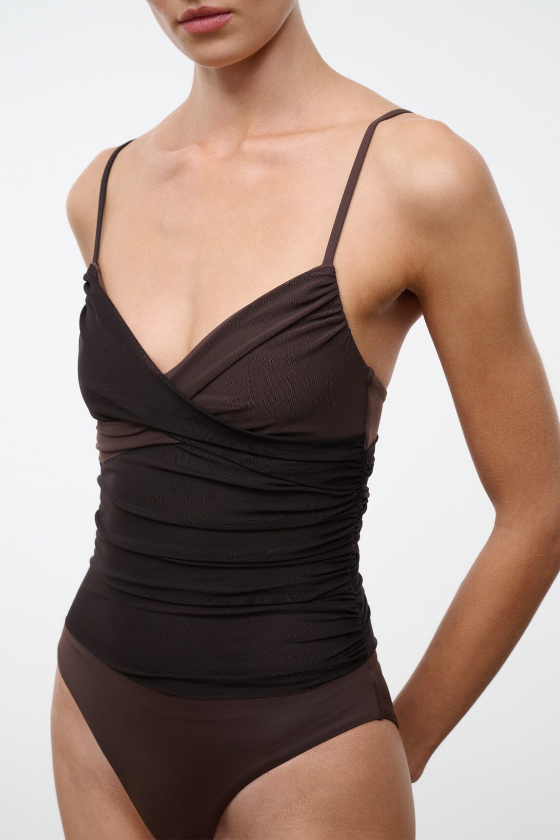 STAUD Swimwear La Mer One Piece Espresso Dark Chocolate