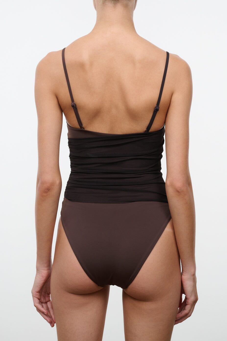 STAUD Swimwear La Mer One Piece Espresso Dark Chocolate