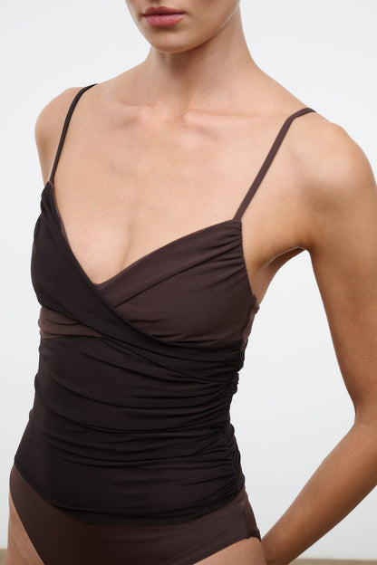 STAUD Swimwear La Mer One Piece Espresso Dark Chocolate