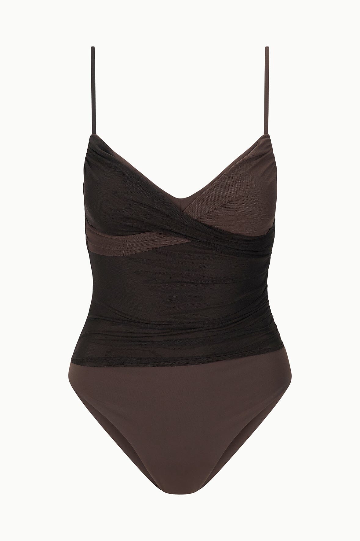 STAUD Swimwear La Mer One Piece Espresso Dark Chocolate