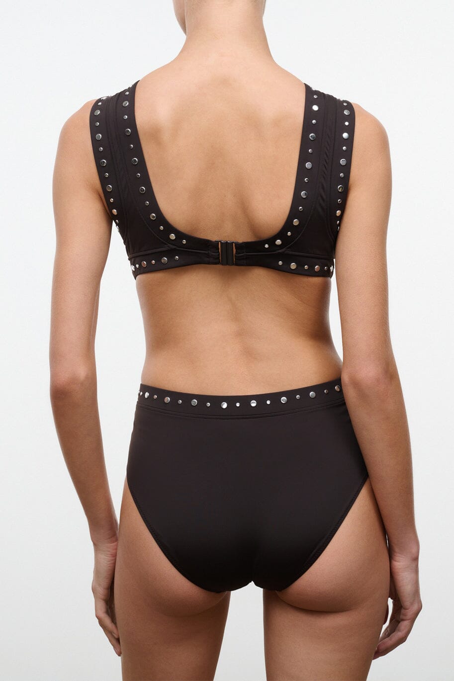 STAUD Swimwear Dolce One Piece Espresso Studs