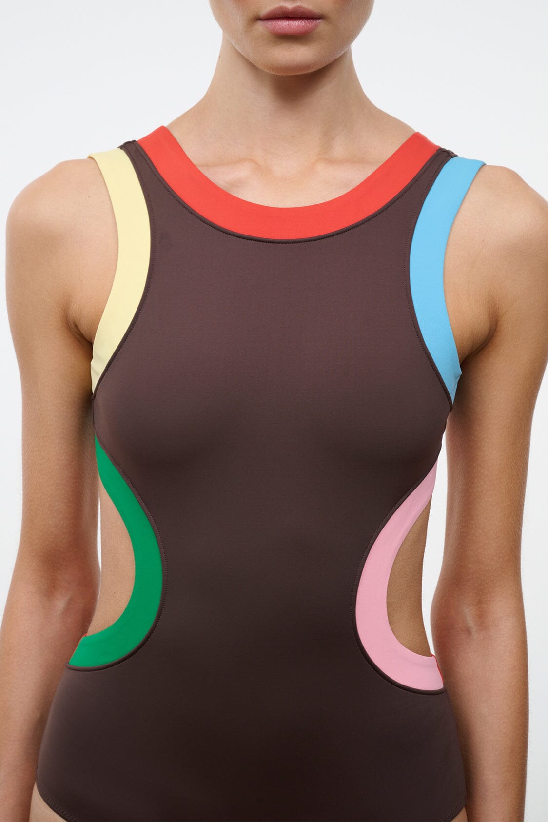 STAUD Swimwear Dolce One Piece Dark Chocolate Multi