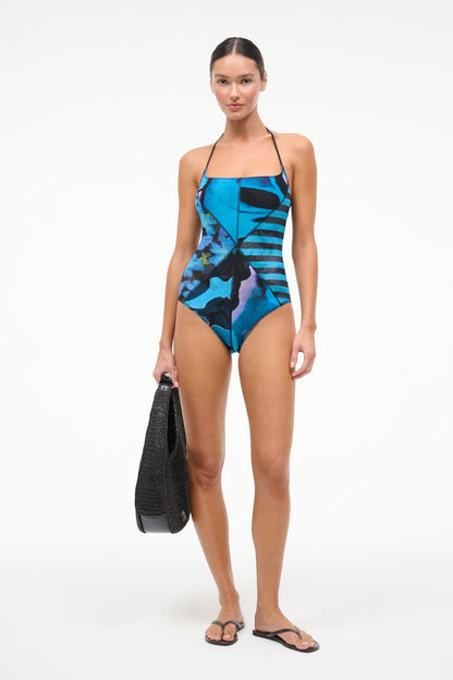 STAUD Swimwear|Sale Laird Mesh One Piece Blue Haze Multi