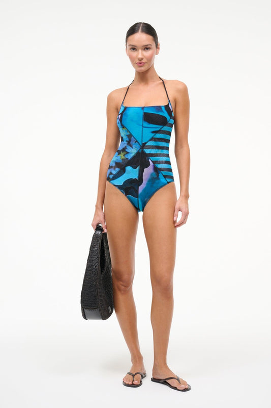 STAUD Swimwear|Sale Laird Mesh One Piece Blue Haze Multi