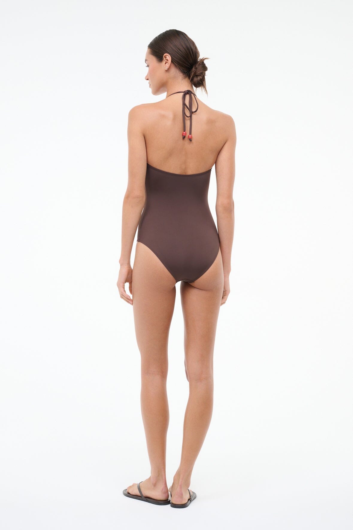 STAUD Swimwear Laird One Piece Dark Chocolate Flame