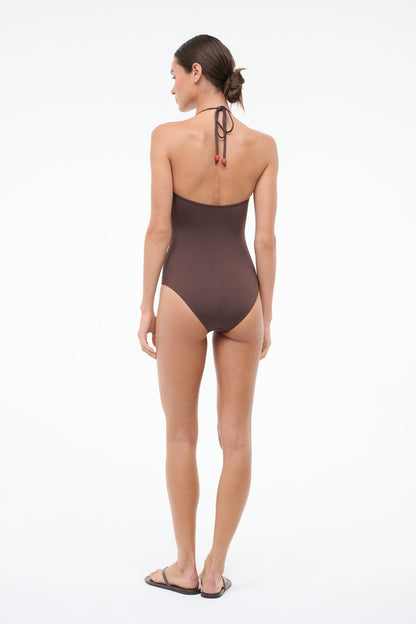 STAUD Swimwear Laird One Piece Dark Chocolate Flame