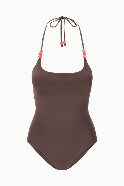 STAUD Swimwear Laird One Piece Dark Chocolate Flame