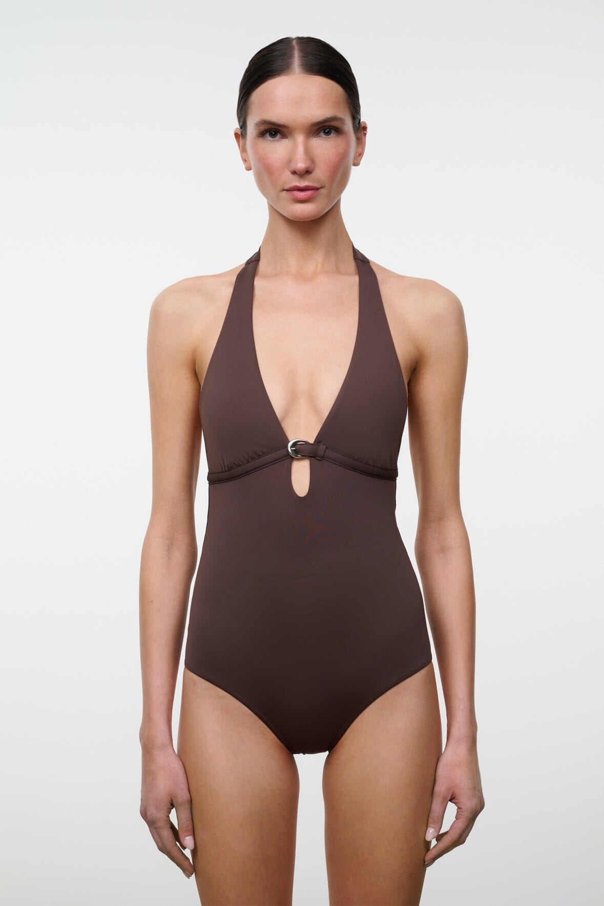 STAUD Swimwear La Jolla One Piece Dark Chocolate