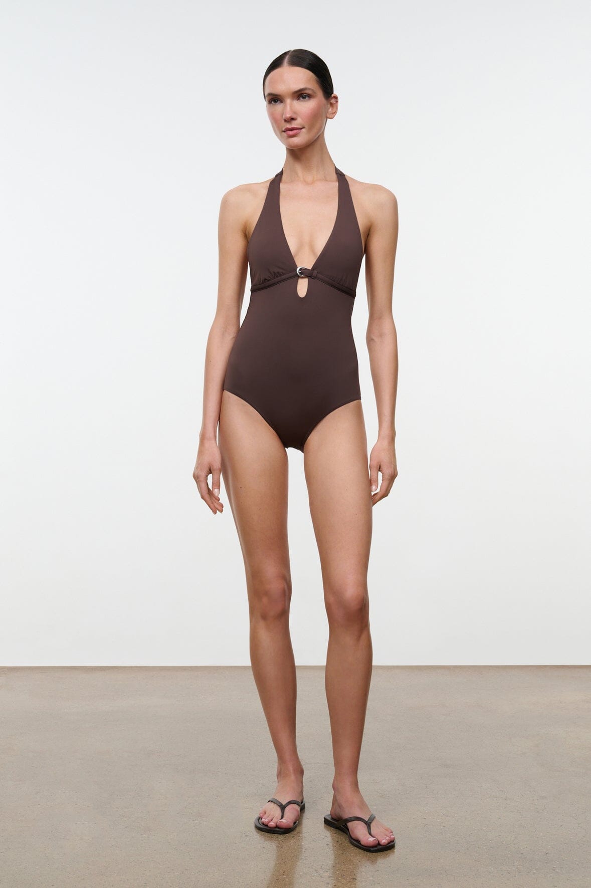 STAUD Swimwear La Jolla One Piece Dark Chocolate