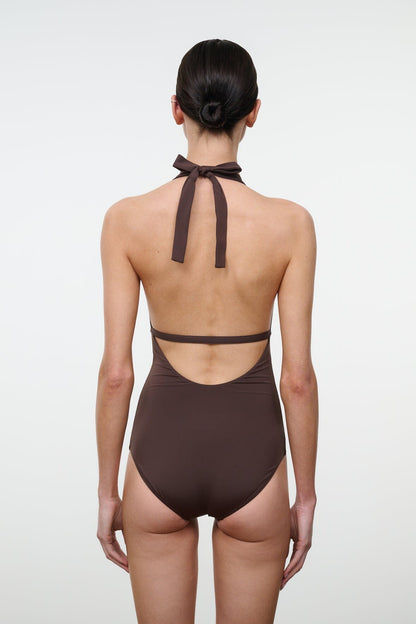 STAUD Swimwear La Jolla One Piece Dark Chocolate