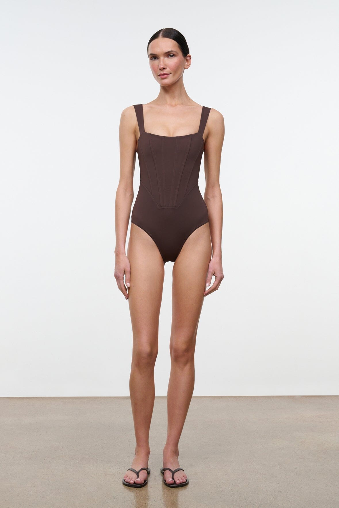 STAUD Swimwear Adelaide One Piece Dark Chocolate