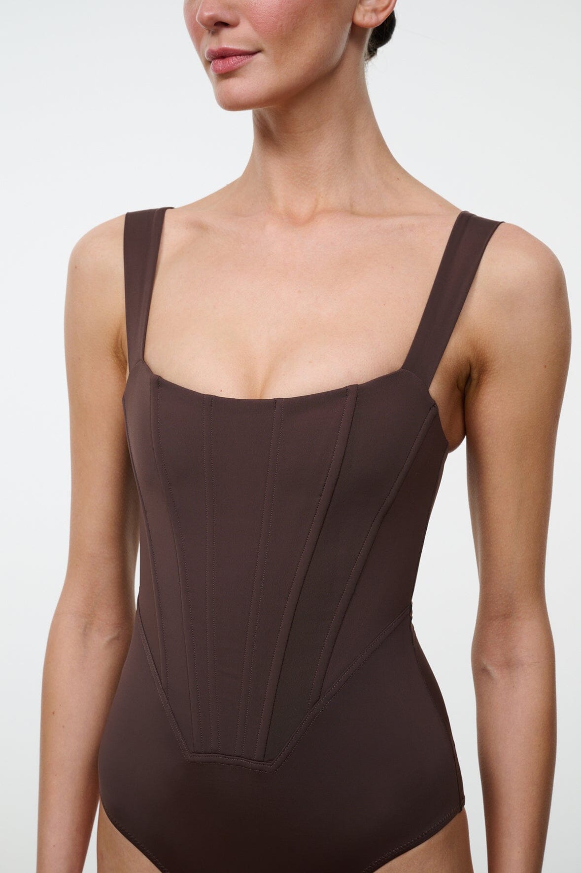 STAUD Swimwear Adelaide One Piece Dark Chocolate