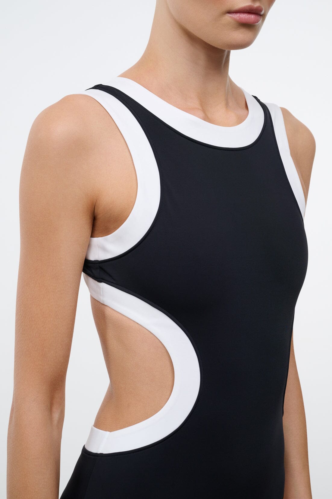 STAUD Swimwear Dolce One Piece Black White 2