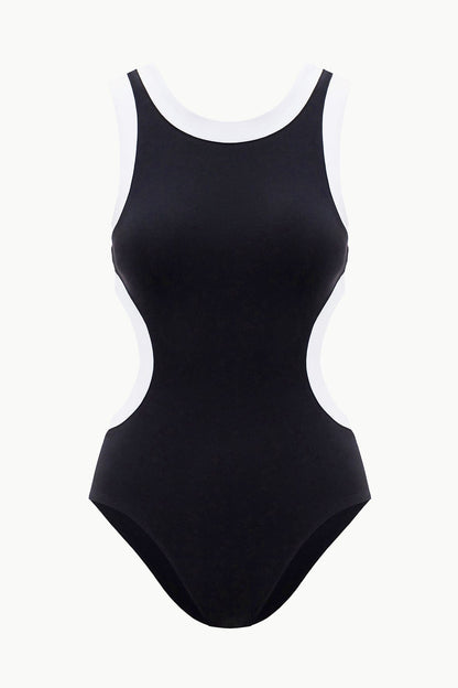 STAUD Swimwear Dolce One Piece Black White 2