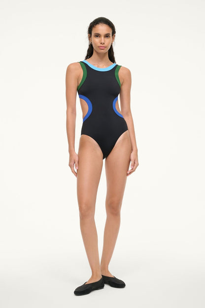 STAUD Swimwear Dolce One Piece Black Colorblock