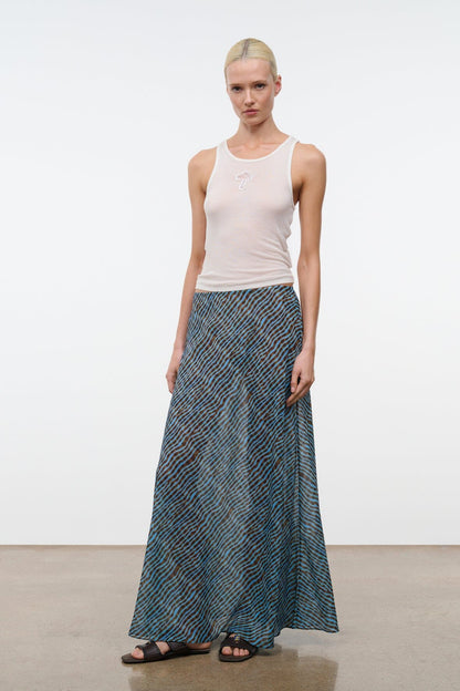STAUD Swimwear Velma Skirt Tidal Shell