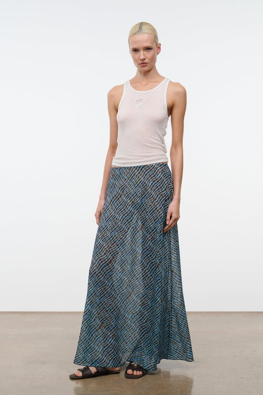 STAUD Swimwear Velma Skirt Tidal Shell