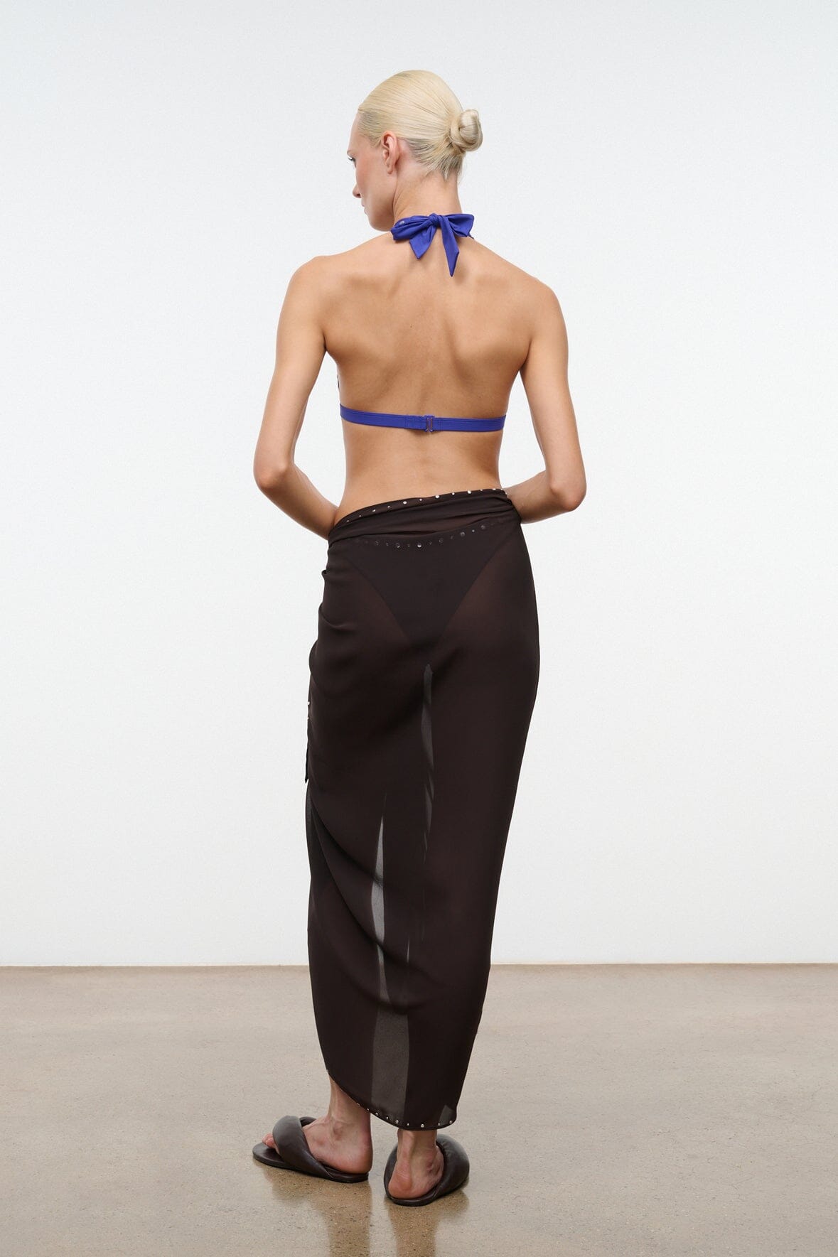 STAUD Swimwear Inlet Sarong Espresso Studs
