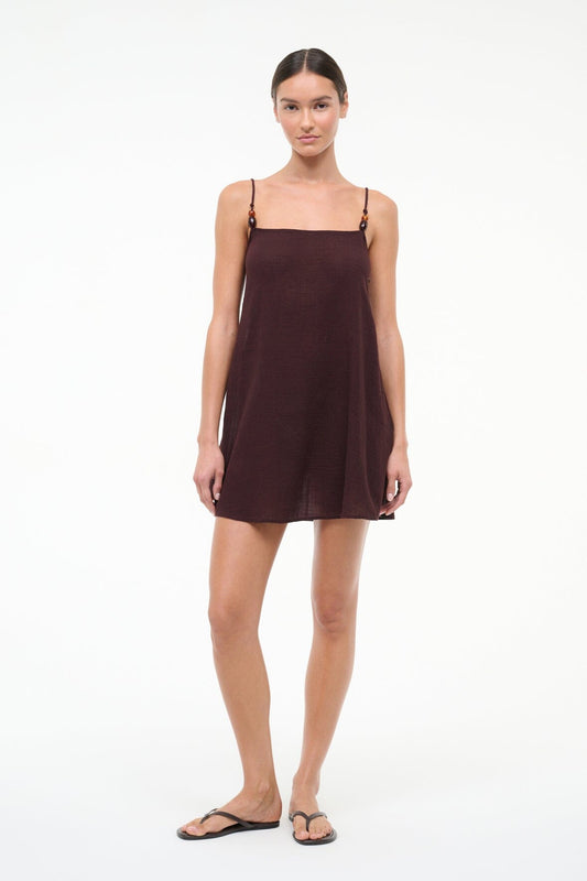 STAUD Swimwear Laura Mini Dress Dark Chocolate