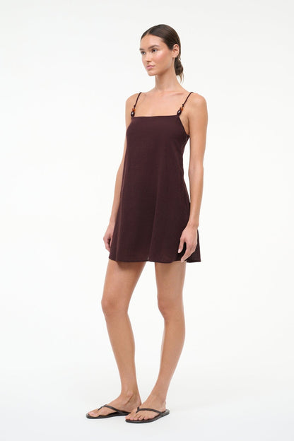 STAUD Swimwear Laura Mini Dress Dark Chocolate