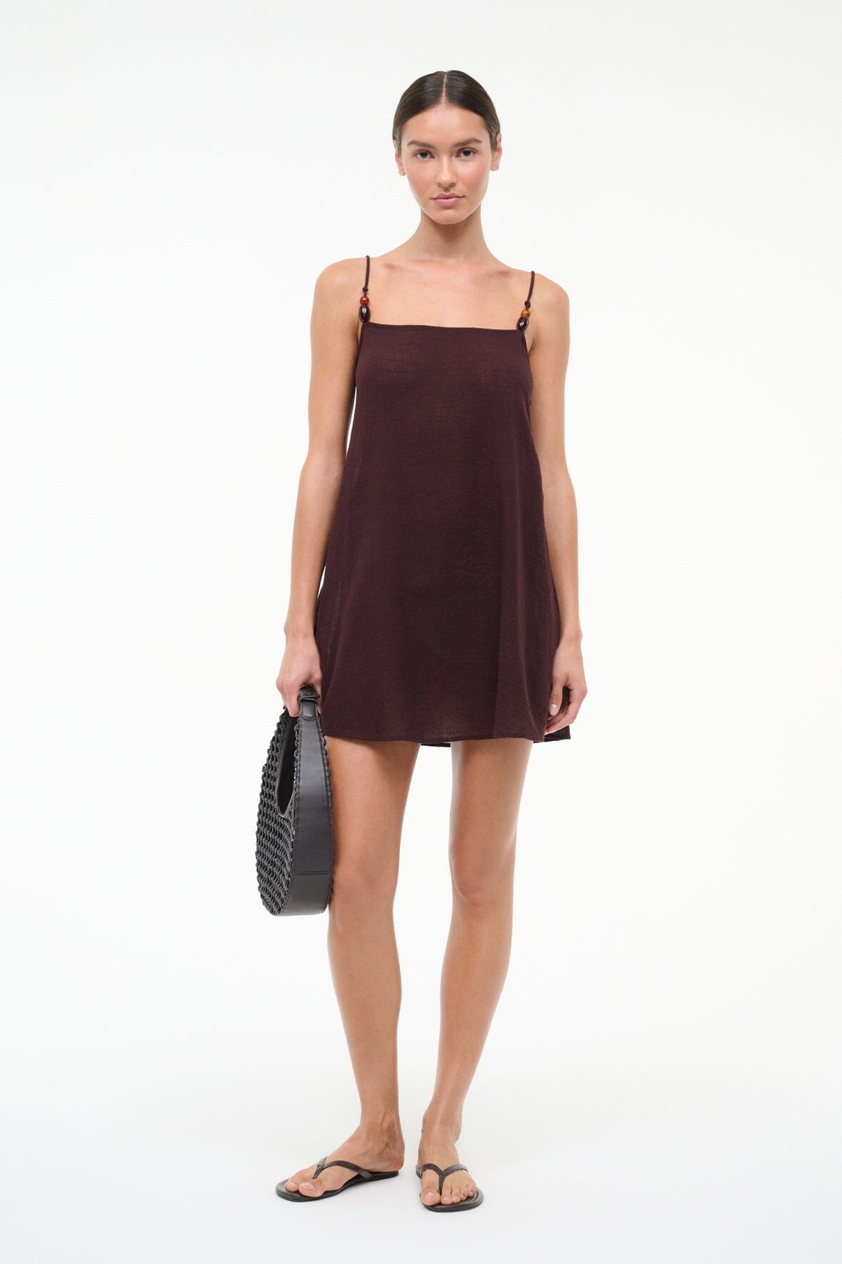 STAUD Swimwear Laura Mini Dress Dark Chocolate