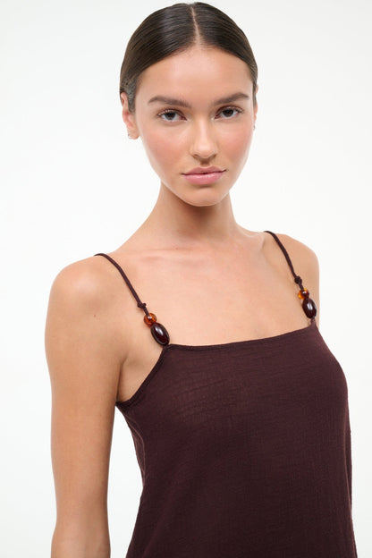 STAUD Swimwear Laura Mini Dress Dark Chocolate