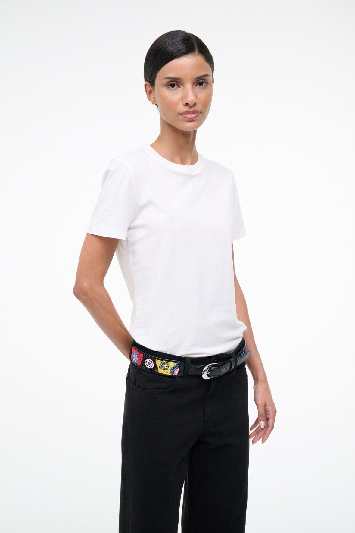STAUD Accessories Moon Buckle Belt Beaded Millefiore